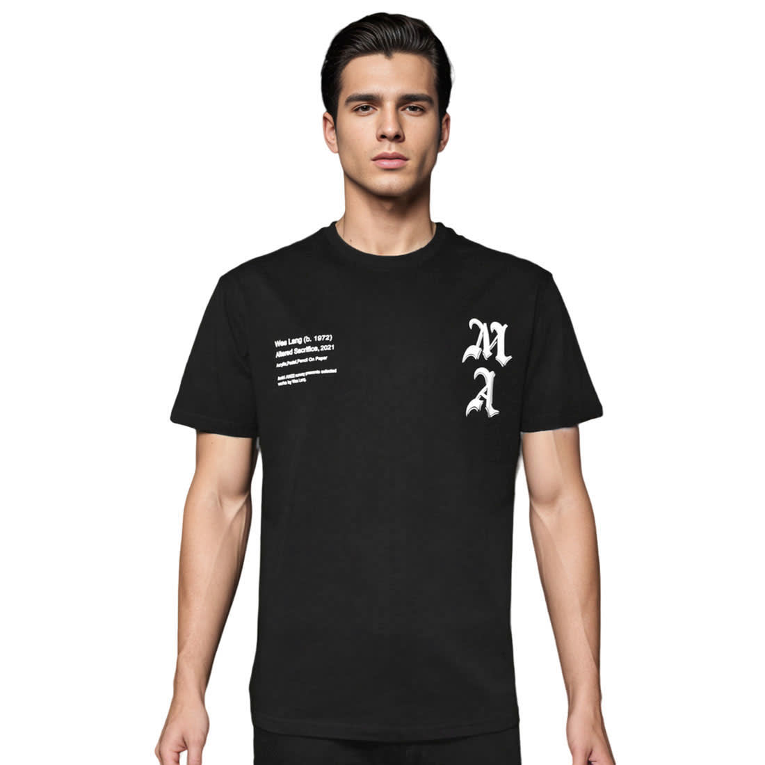 Amiri Black Wes Lang Checker Skull T-shirt-0