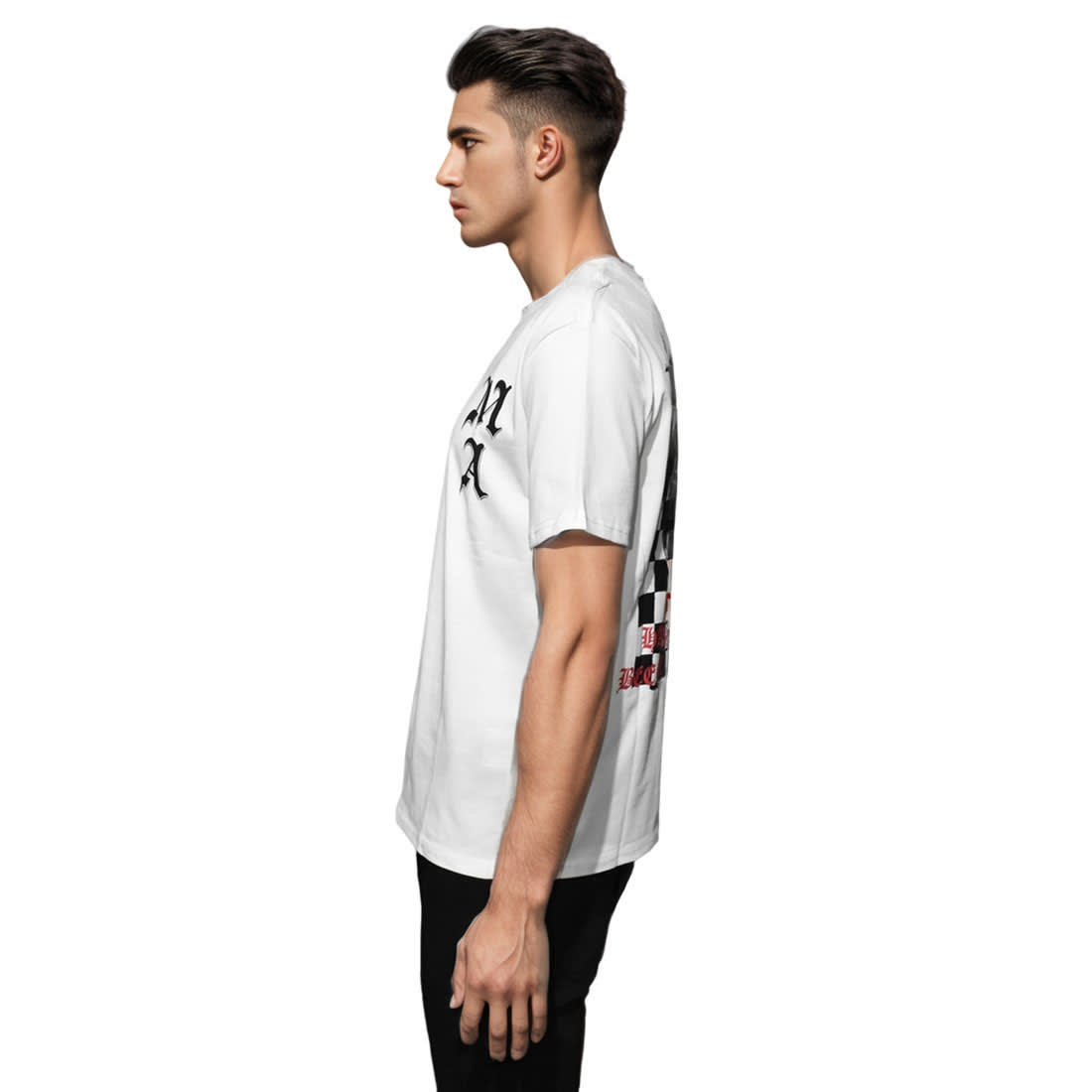 Amiri White Wes Lang Checker Skull T-shirt-2