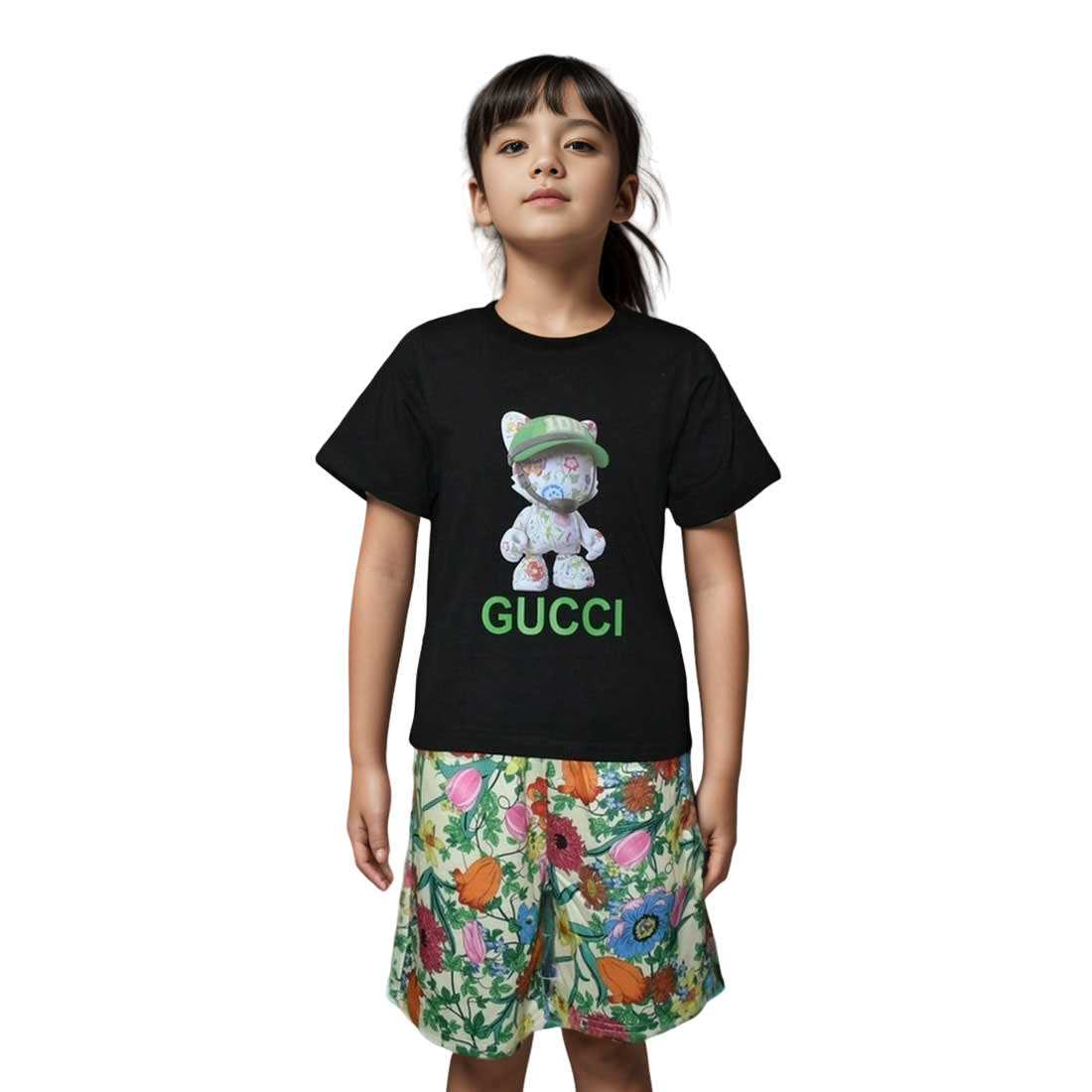 Gucci Teddy Print Black Premium Girls Co-ord Set-0