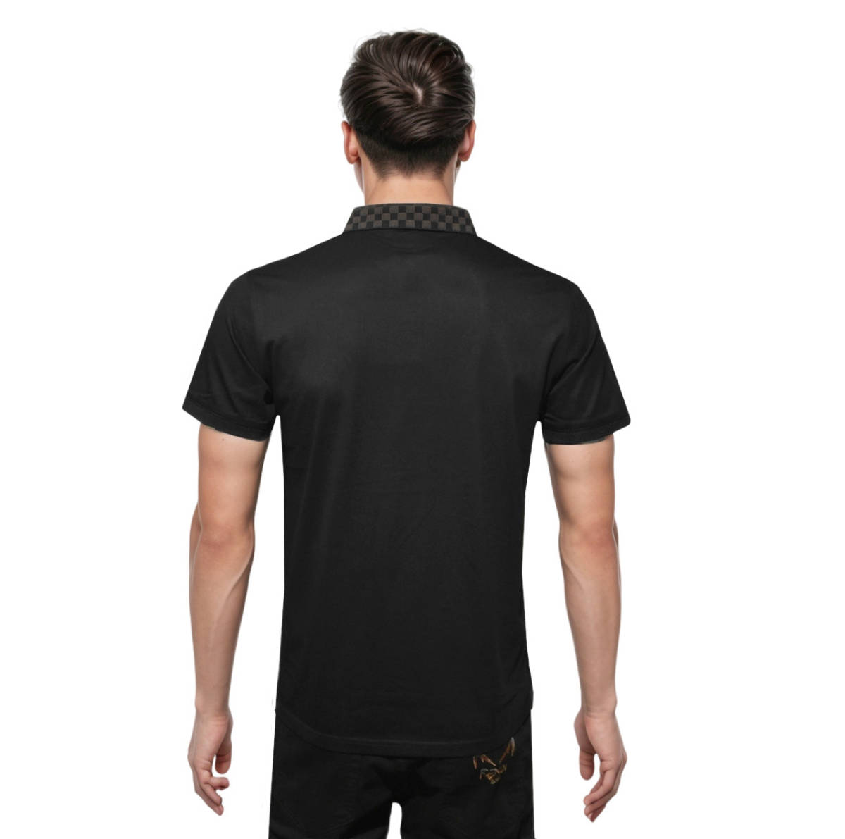 Louis Vuitton Logo Print Black Premium Quality Polo Tees-1