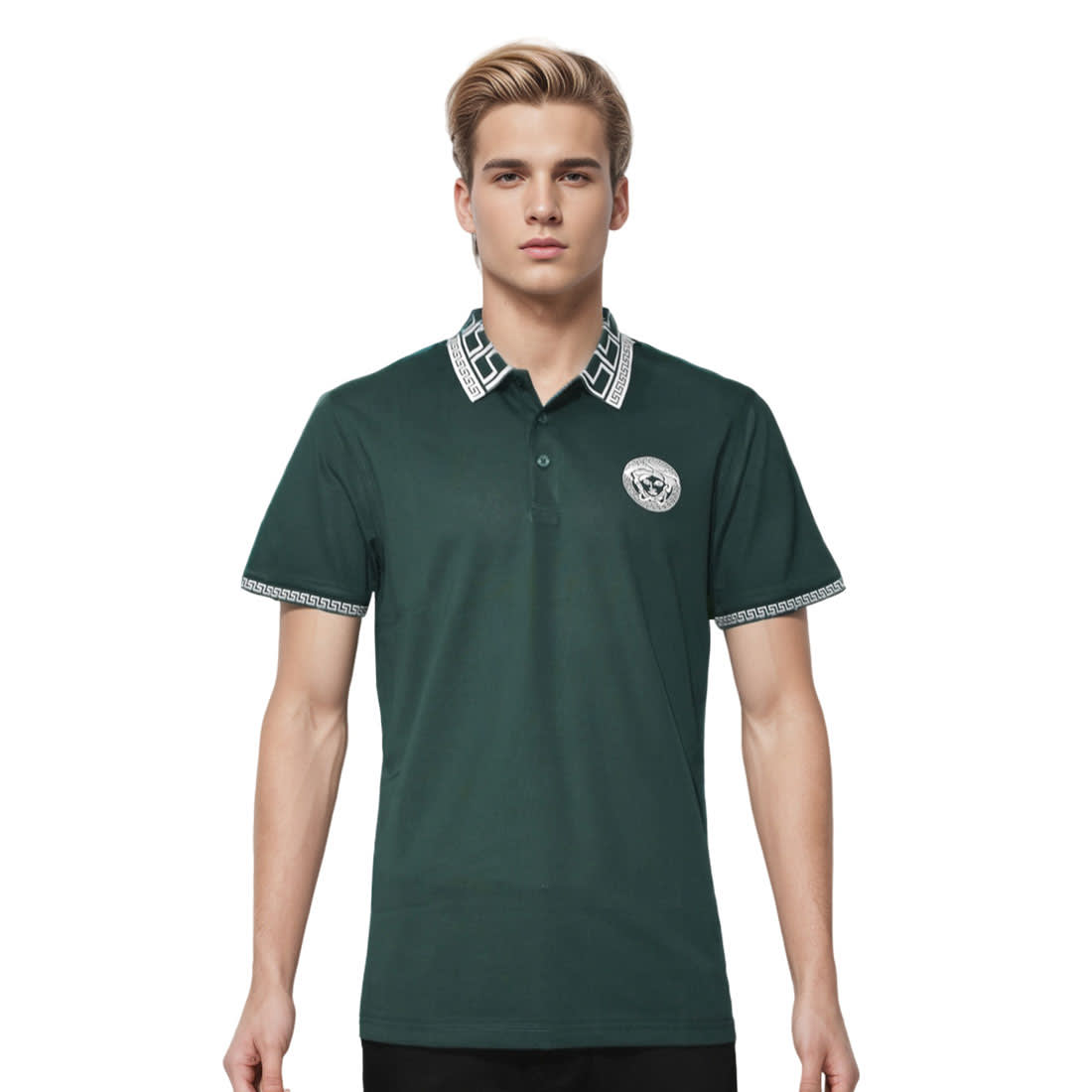 Versace Embroidered logo Green Premium Polo T-shirt-0