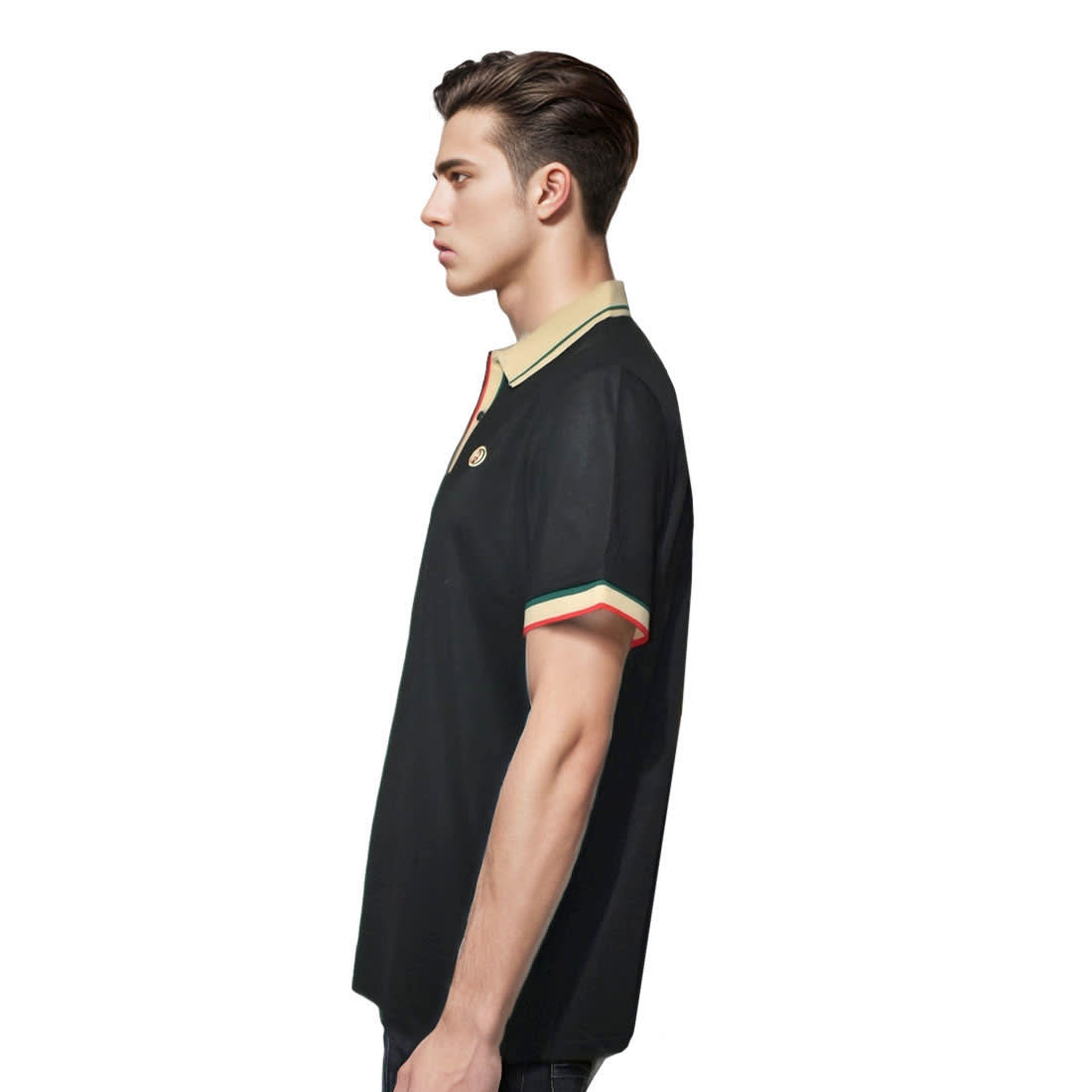 Gucci Black Embroidered logo Premium T-shirt-2