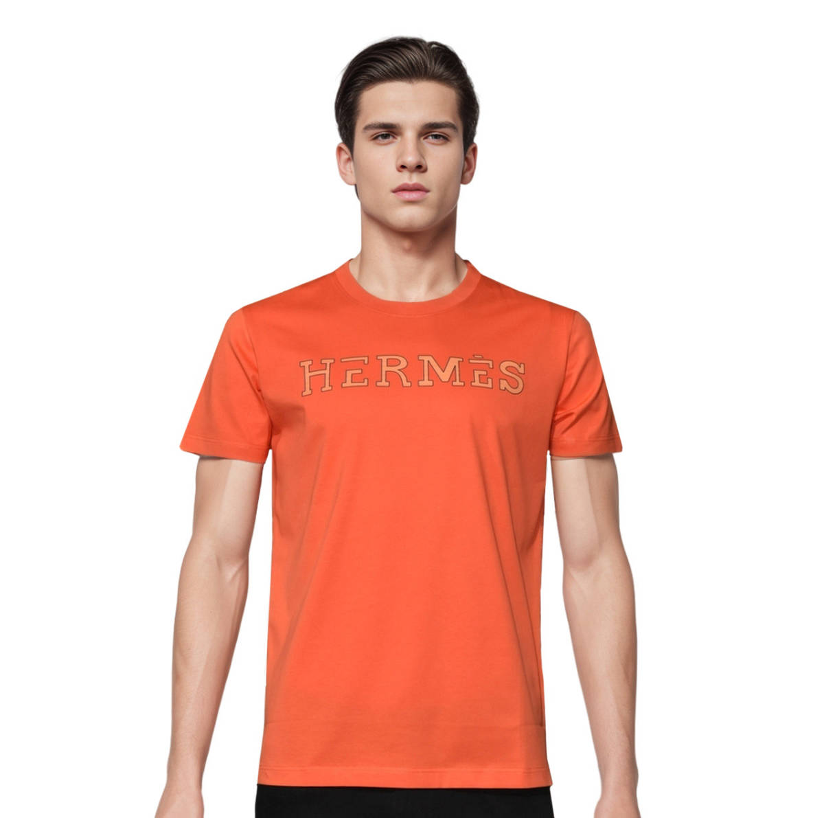 Hermes Paris Orange Round Neck Premium T-shirt-0