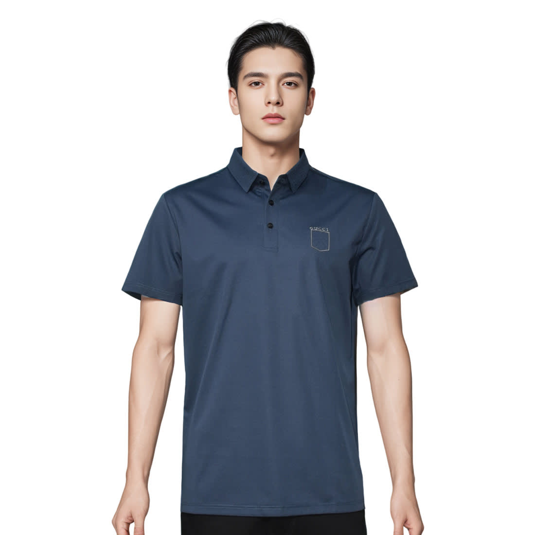 Gucci Navy Blue Premium Quality Polo Tees-0