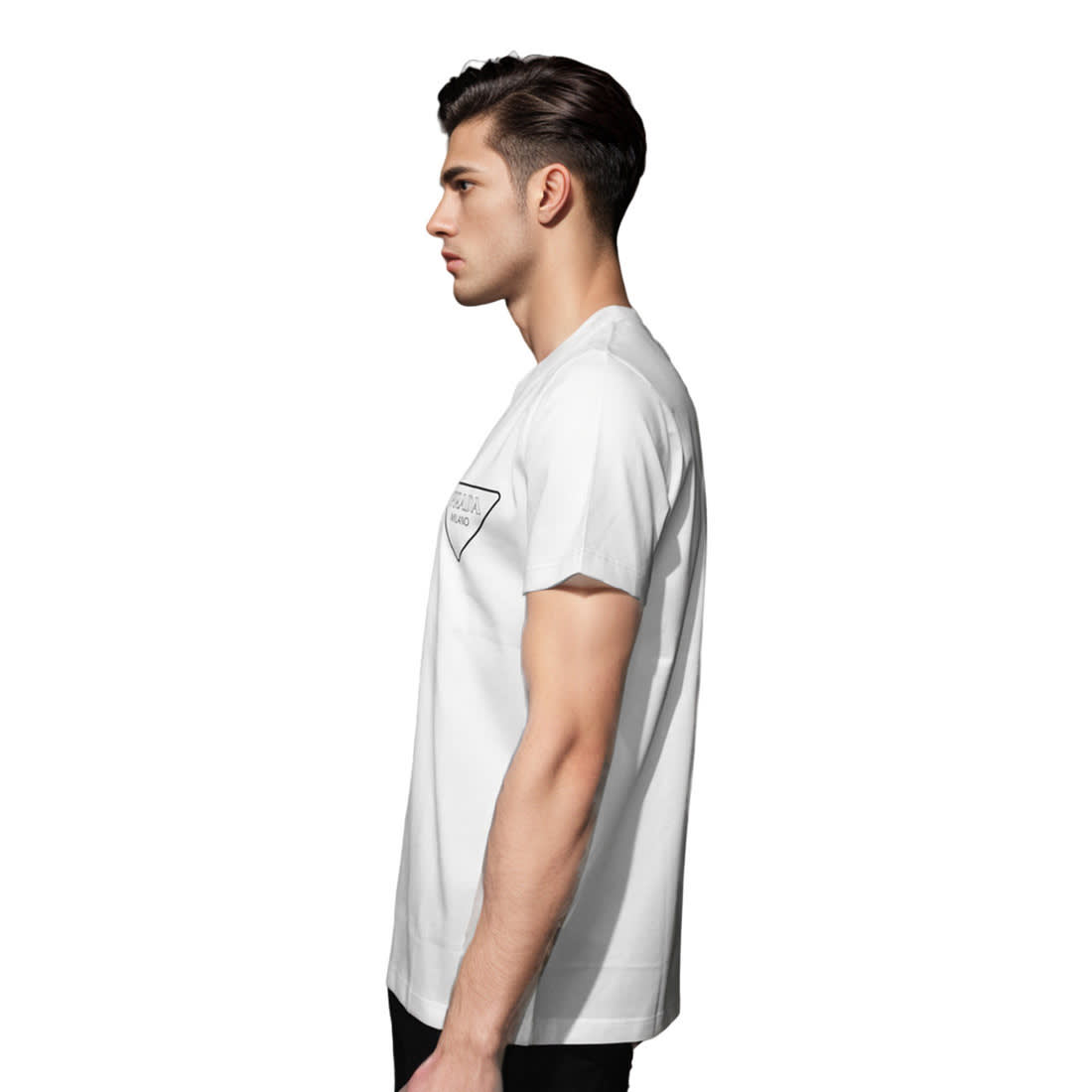 Prada White Logo Re-Nylon Detail Premium T-shirt-2