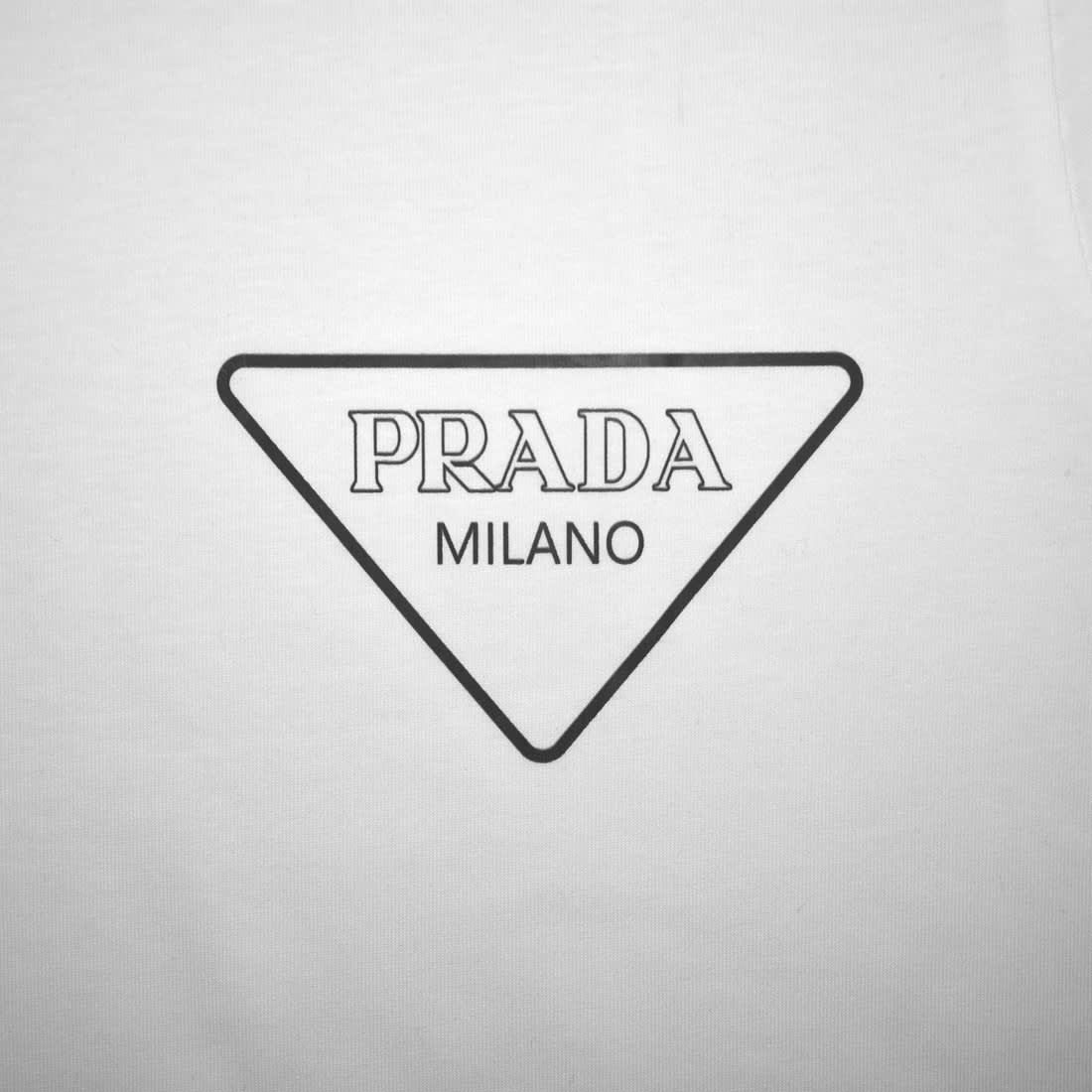 Prada White Logo Re-Nylon Detail Premium T-shirt-3