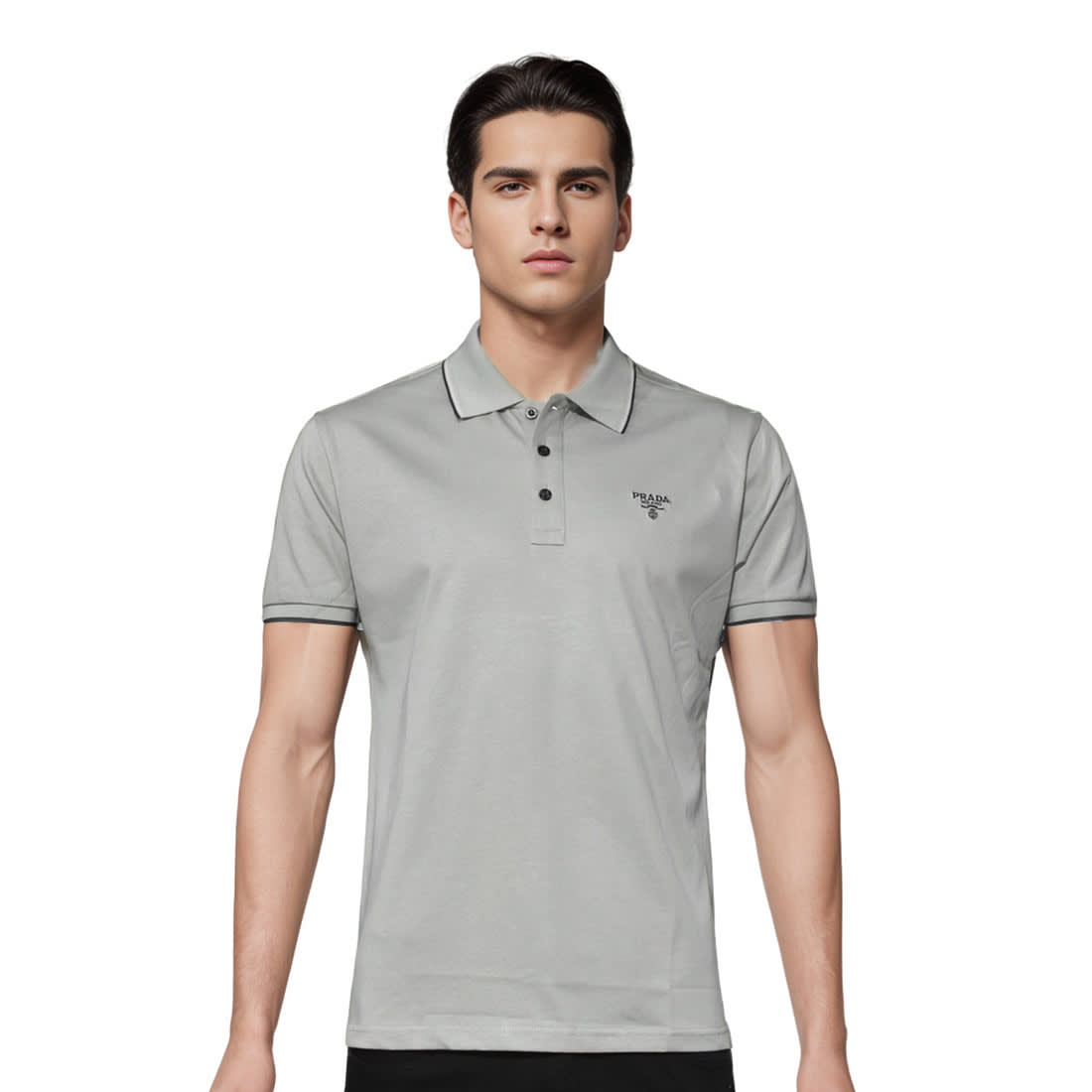 Prada Green Embroidery Logo Premium Polo T-shirt-0