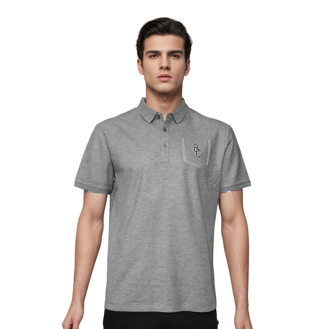 Brunello Cucinelli Grey Embroidery Premium Polo T-shirt-0