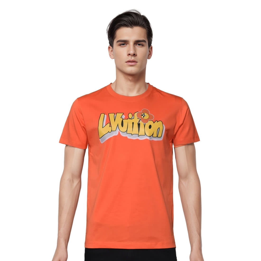 Louis Vuitton Printed Orange Premium Quality T-shirt-0