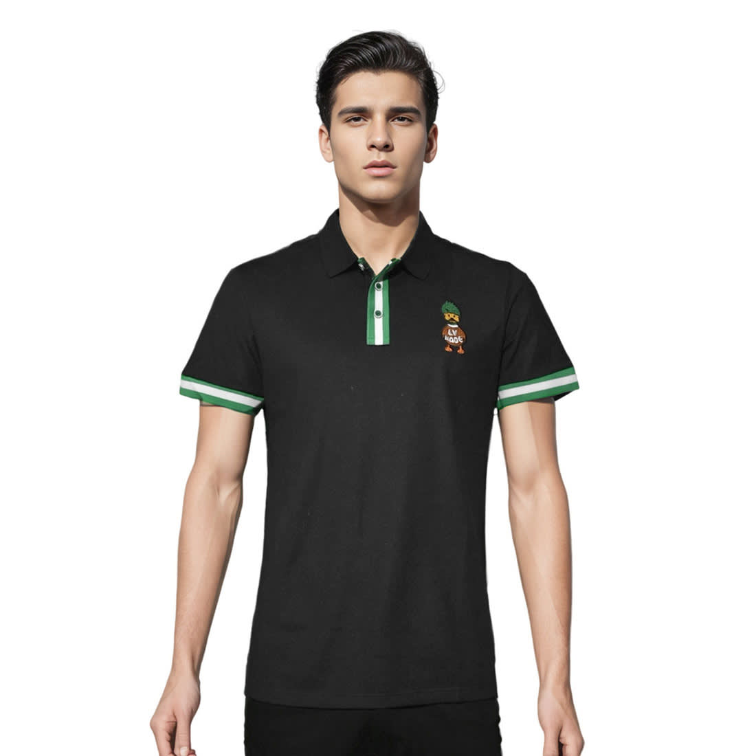 Louis Vuitton Jacquard Duck Black Premium Polo T-shirt-0