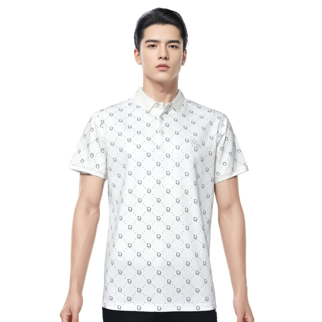 Dior Printed White Premium Quality Polo Tees-0