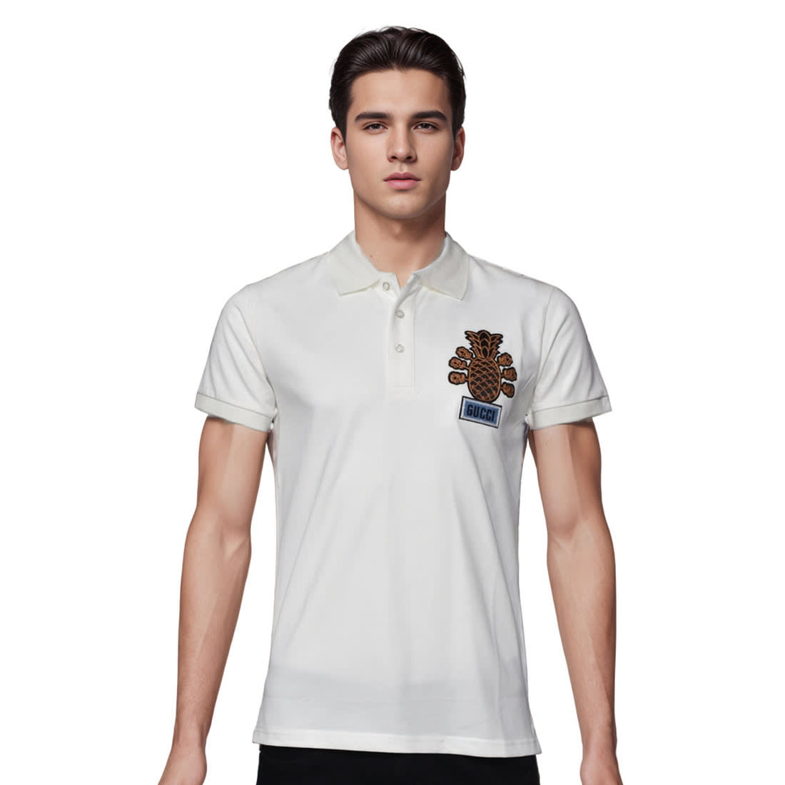 Gucci Pineapple Print White Premium Polo T-shirt-0