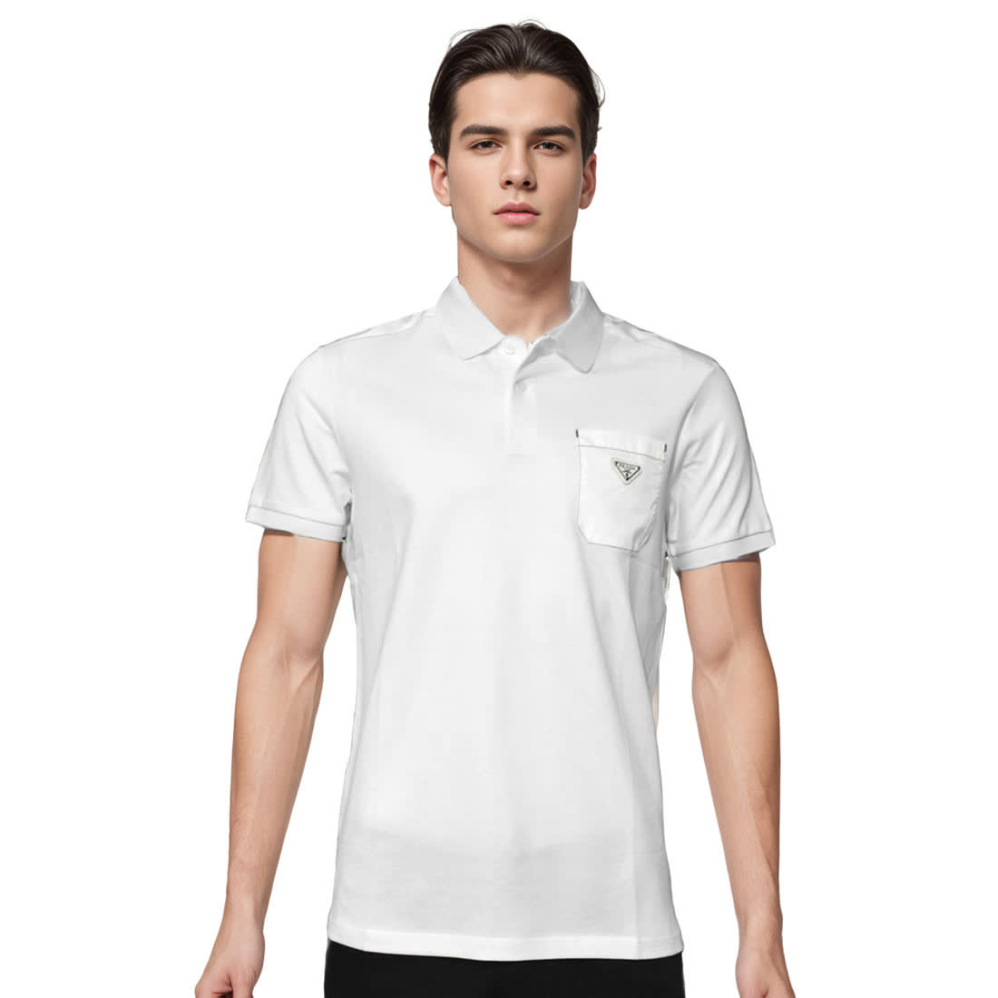 Prada White Re-Nylon details Premium Quality T-shirt-0
