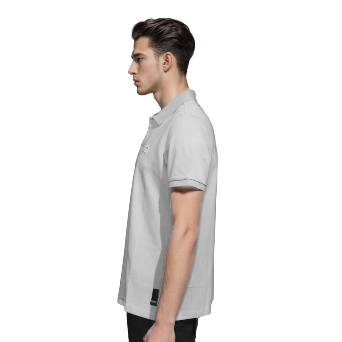 Fendi Embroidered logo Grey Premium Polo T-shirt-2
