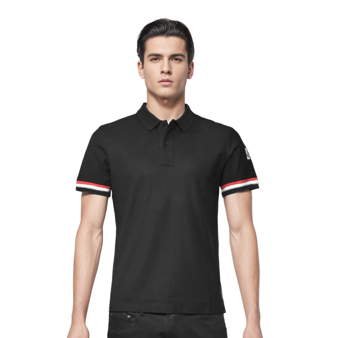 Moncler Logo-patch on Sleeve Black Premium Polo T-shirt-0