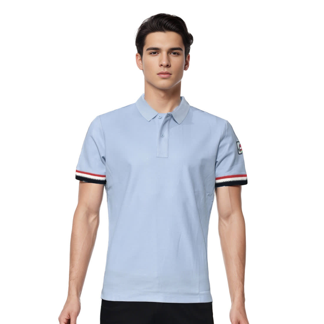 Moncler Logo-patch on Sleeve Blue Premium Polo T-shirt-0