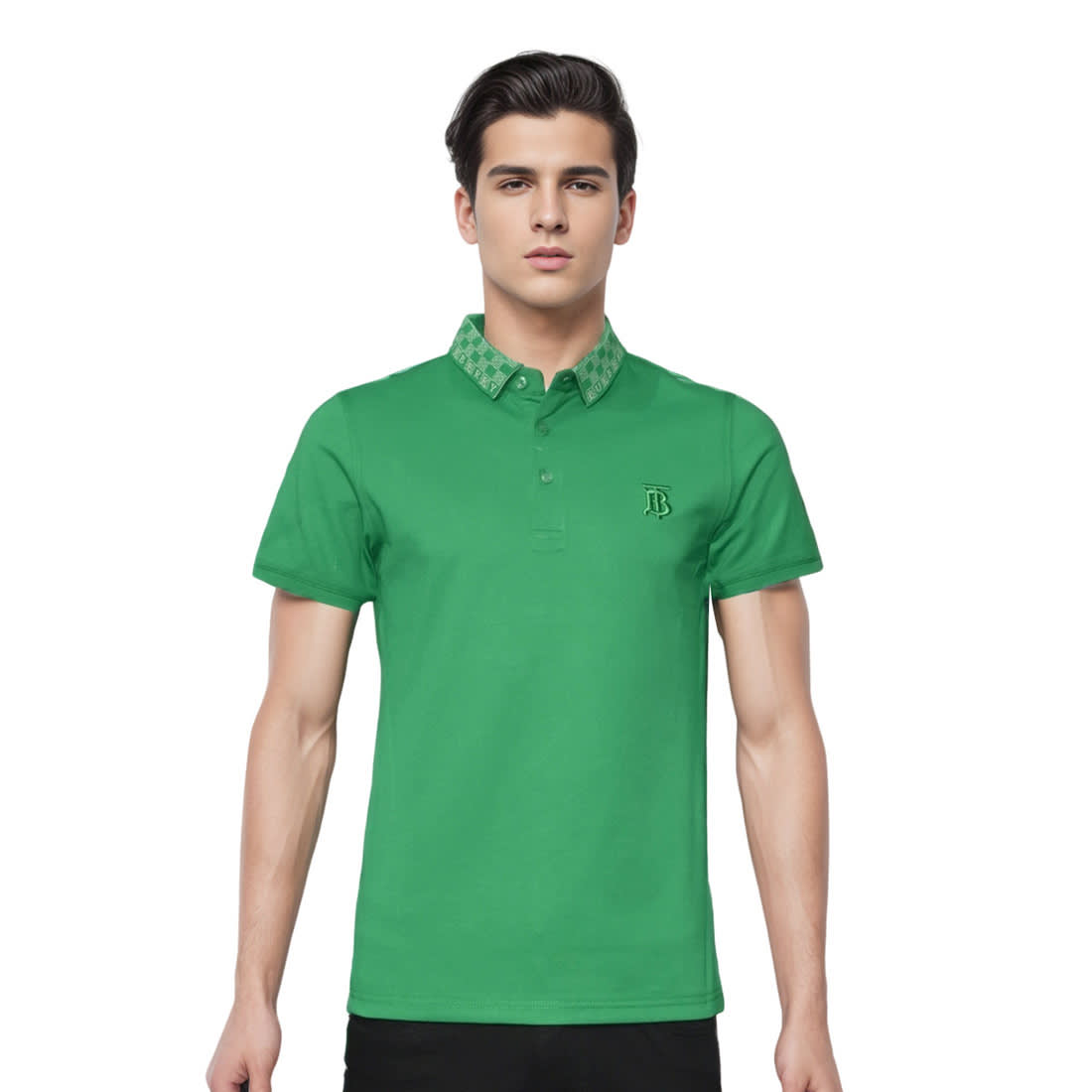 Burberry TB Monogram-Embroidered Green Polo T-shirt-0