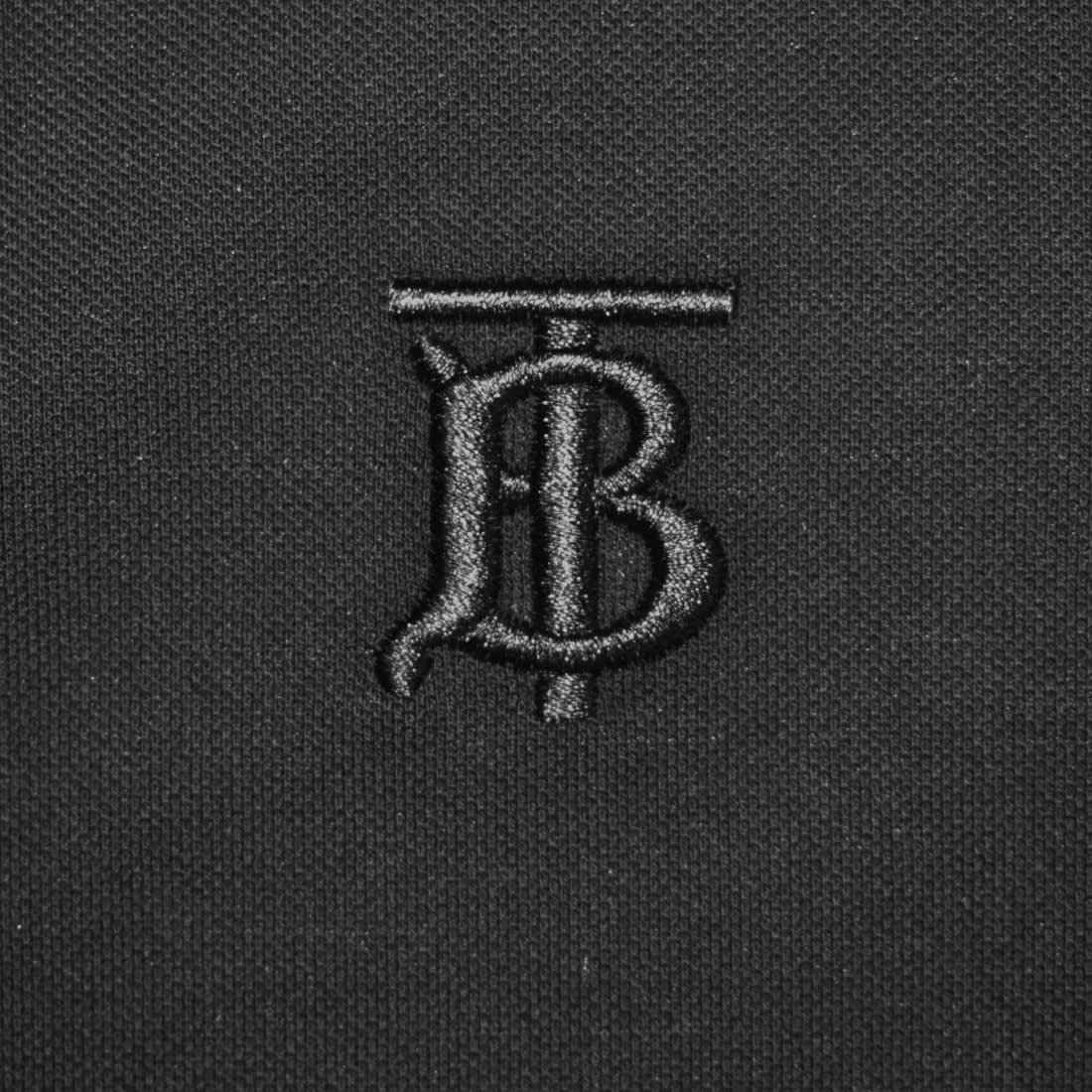 Burberry TB Monogram-Embroidered Black Polo T-shirt-3