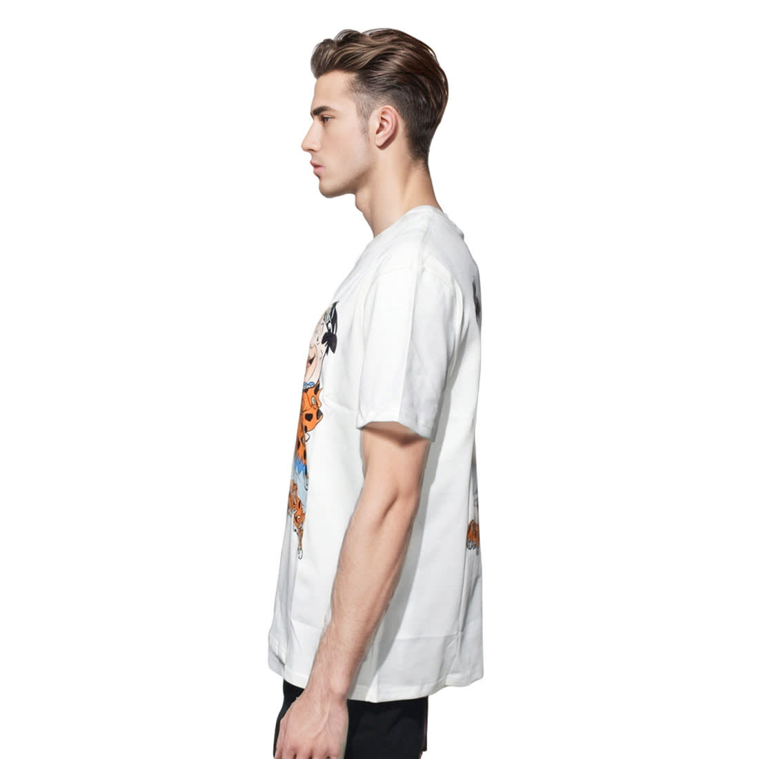 Moschino White Flintstones Print Premium T-shirt-2