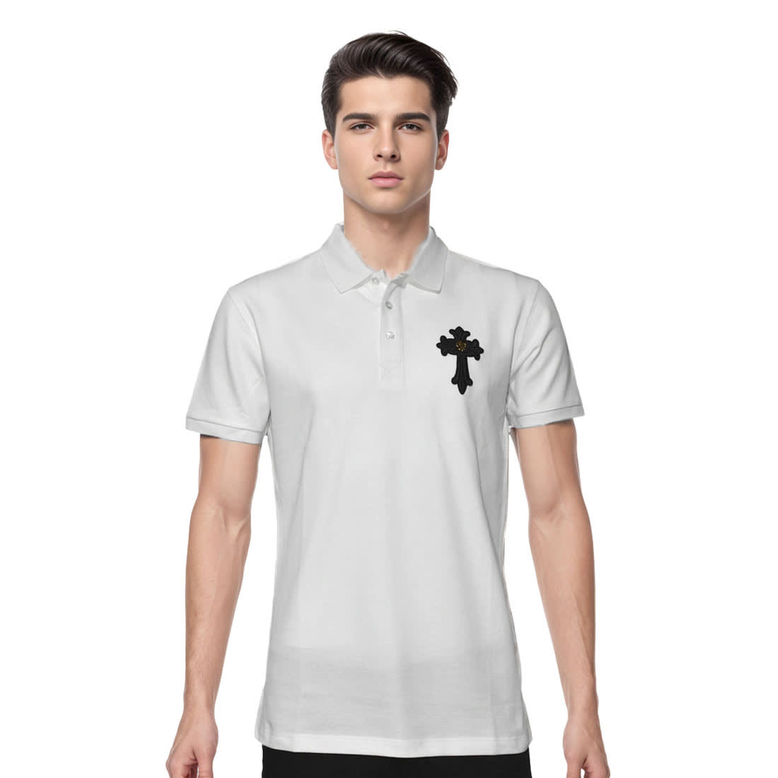 Chrome Hearts White Embroidered Logo Premium T-shirt-0