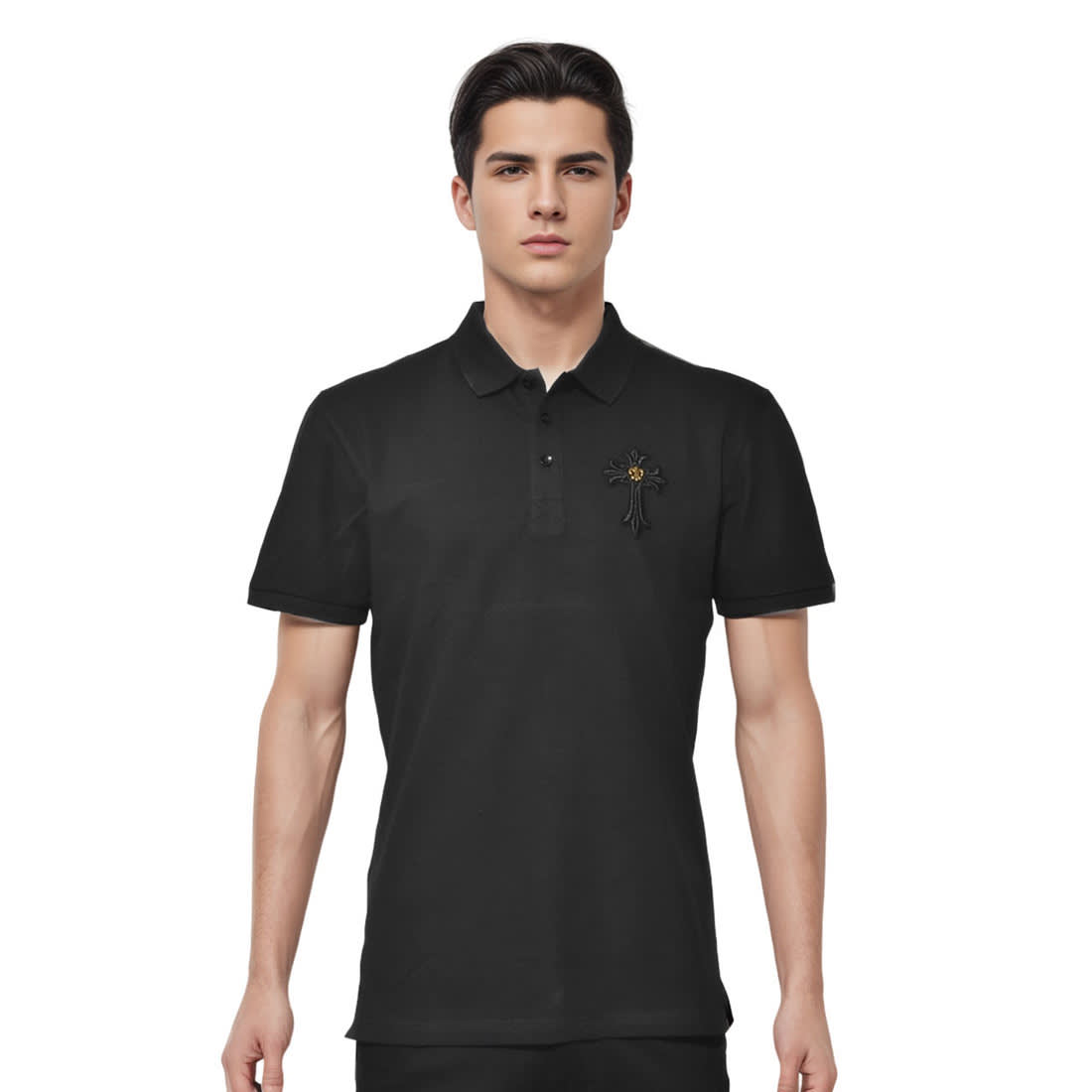 Chrome Hearts Black Embroidered Logo Premium T-shirt-0