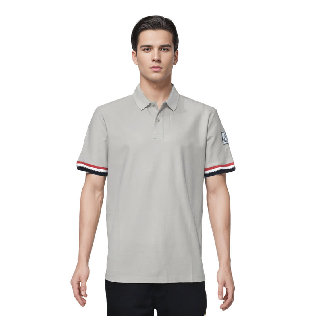 Moncler Logo-patch on Sleeve Grey Premium Polo T-shirt-0