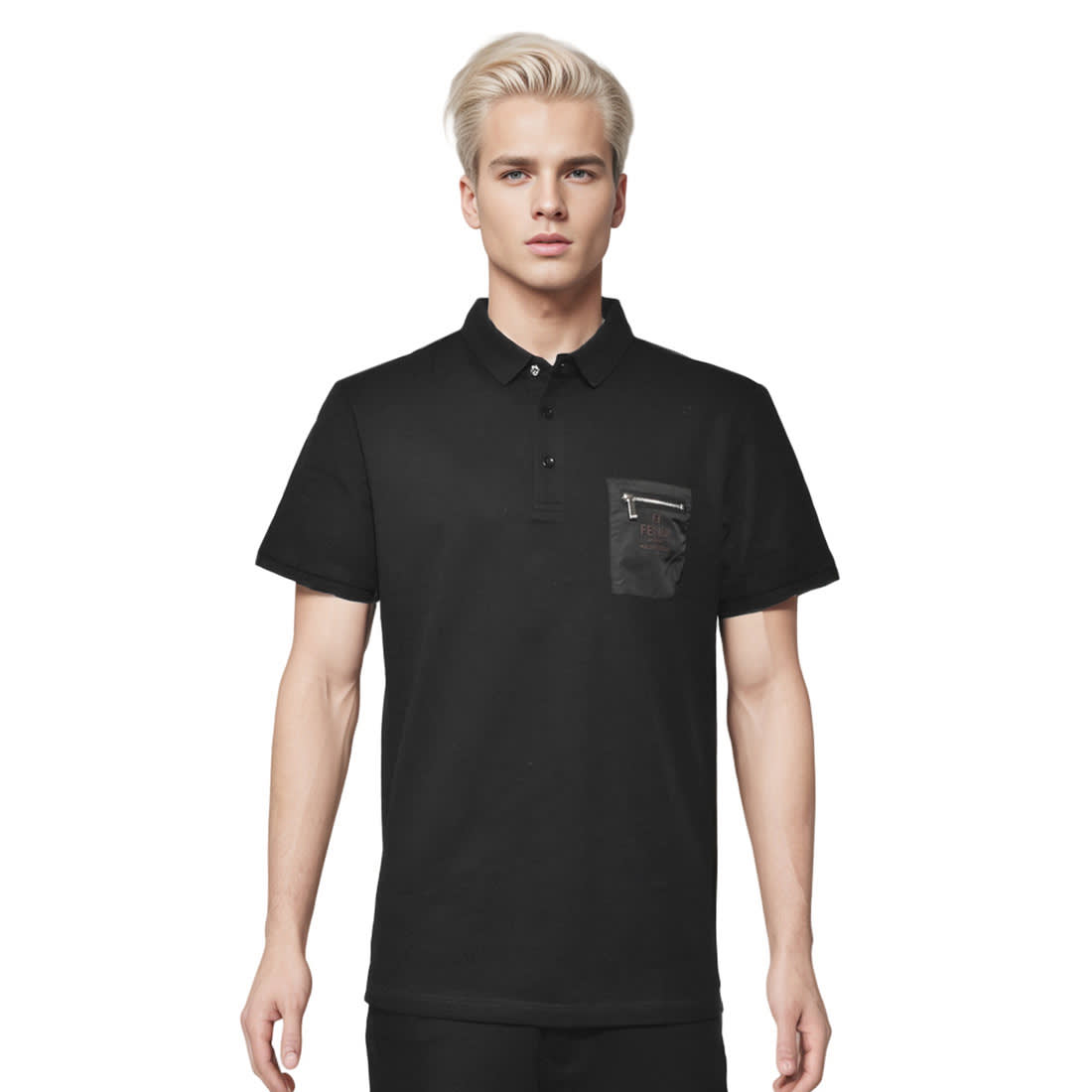 Fendi Black Premium Zip Pocket T-shirt-0