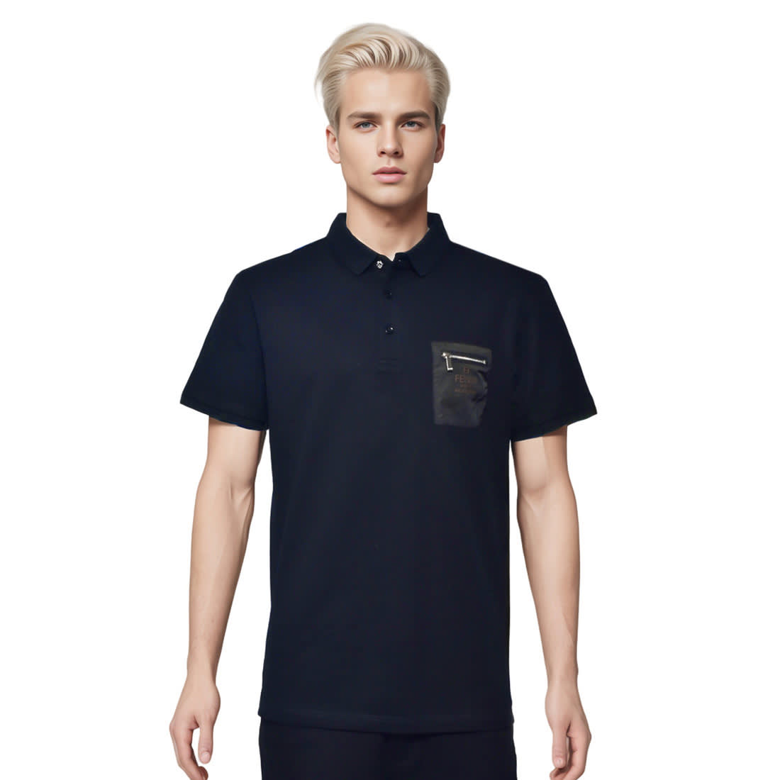 Fendi Blue Premium Zip Pocket T-shirt-0