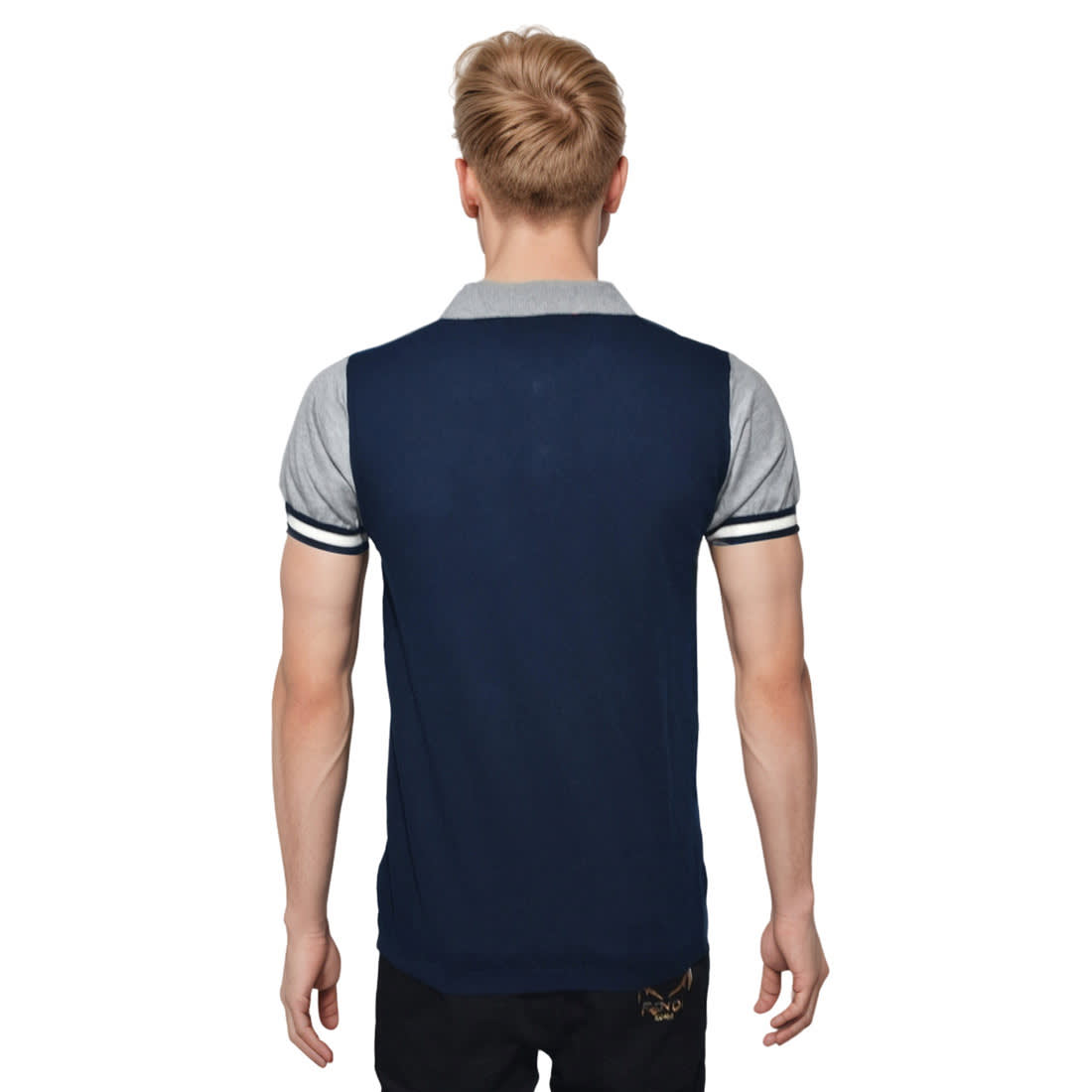Fred Perry Grey Side-Panel Flannel Neck Polo T-shirt-1