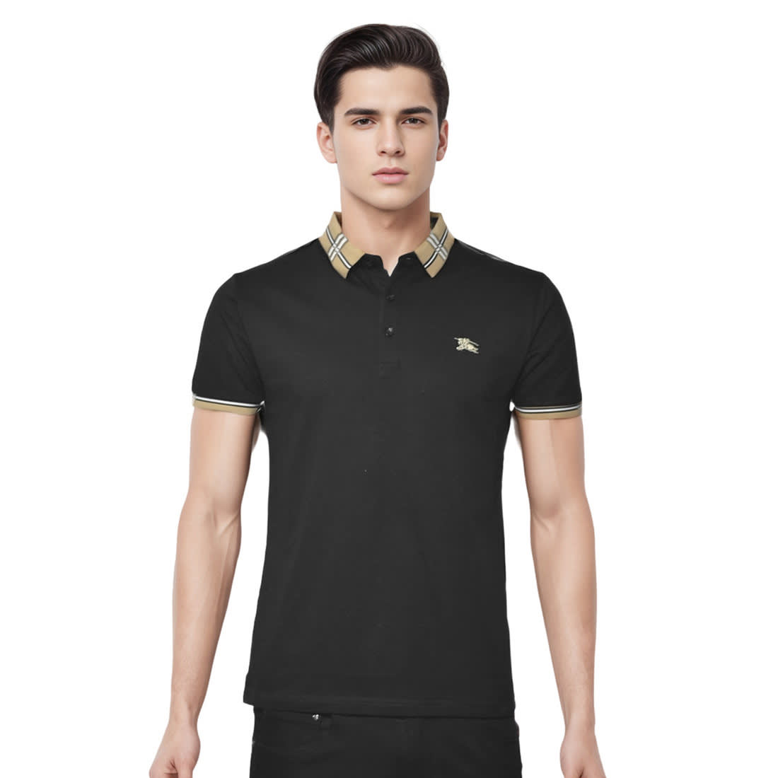 Burberry Embroidered logo Black Premium Quality T-shirt-0
