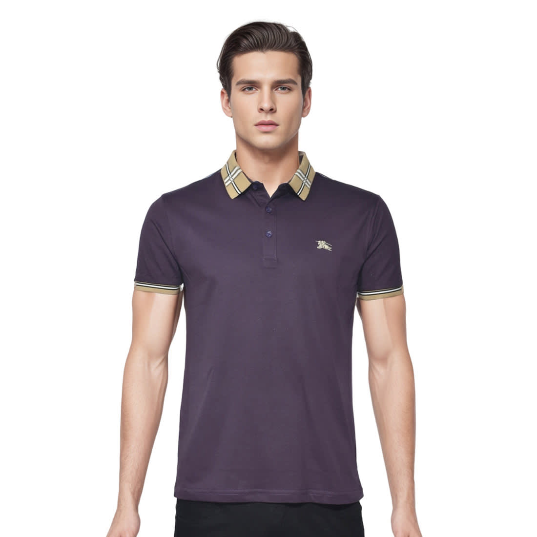 Burberry Embroidered logo Dark Purple Premium T-shirt-0