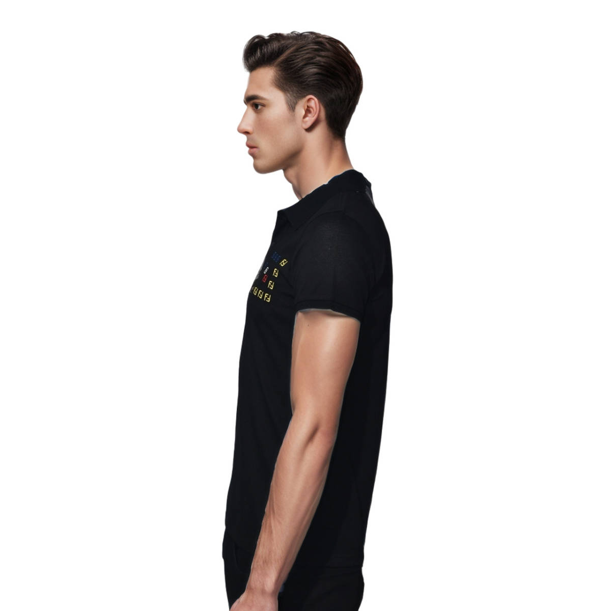 Fendi Embroidered logo Black Premium Quality T-shirt-2
