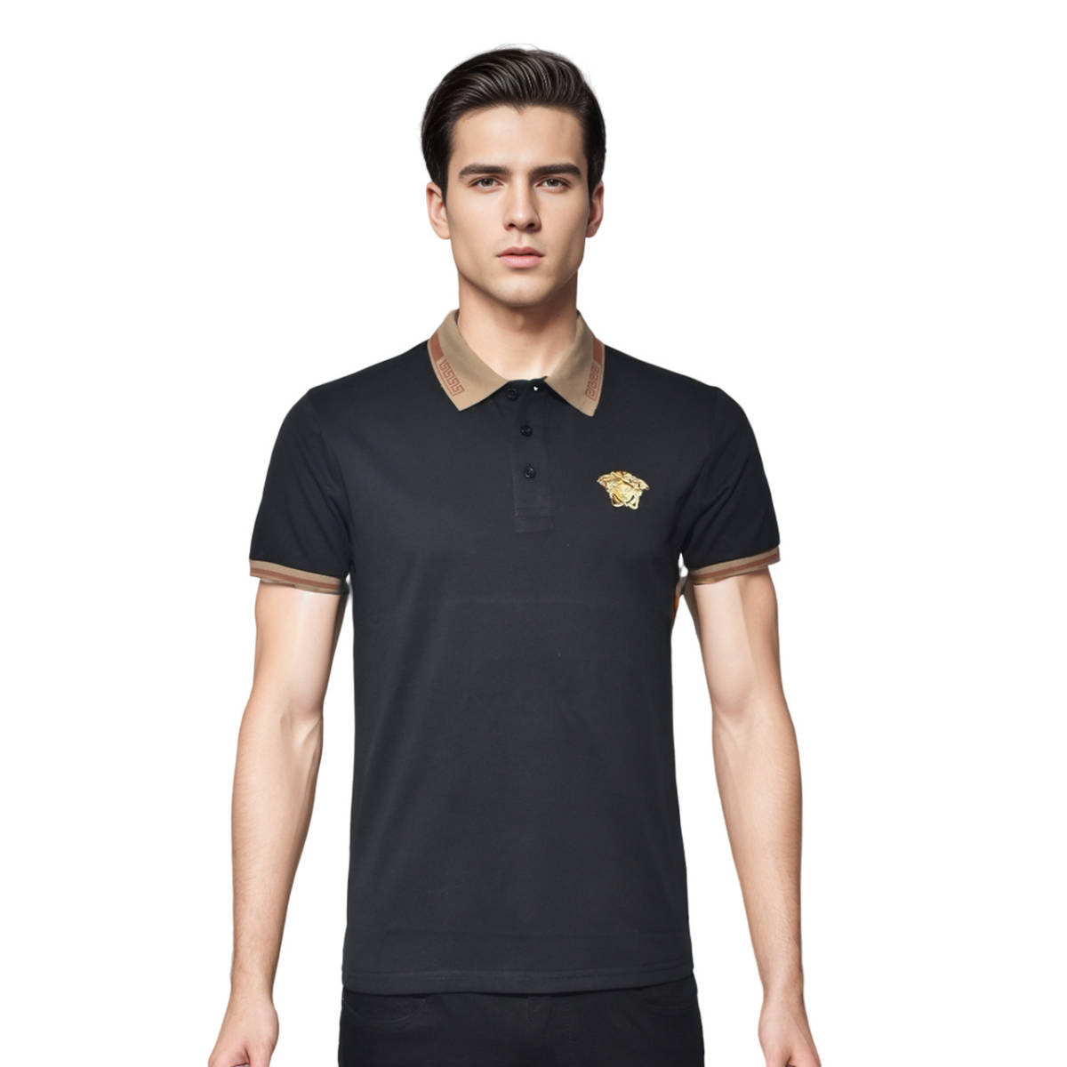 Versace Embossed logo Black Premium Polo T-shirt-0