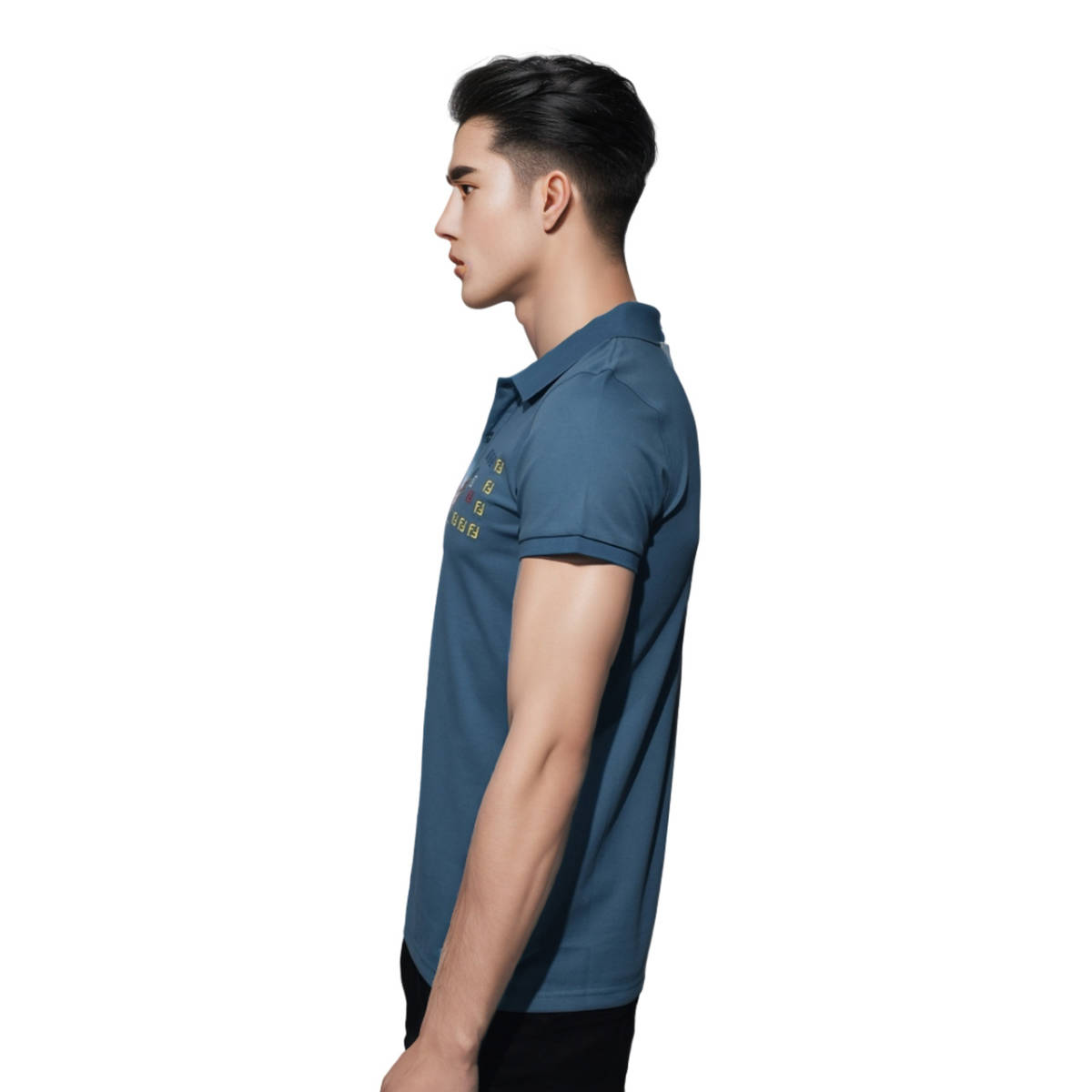 Fendi Embroidered logo Blue Premium Quality T-shirt-2