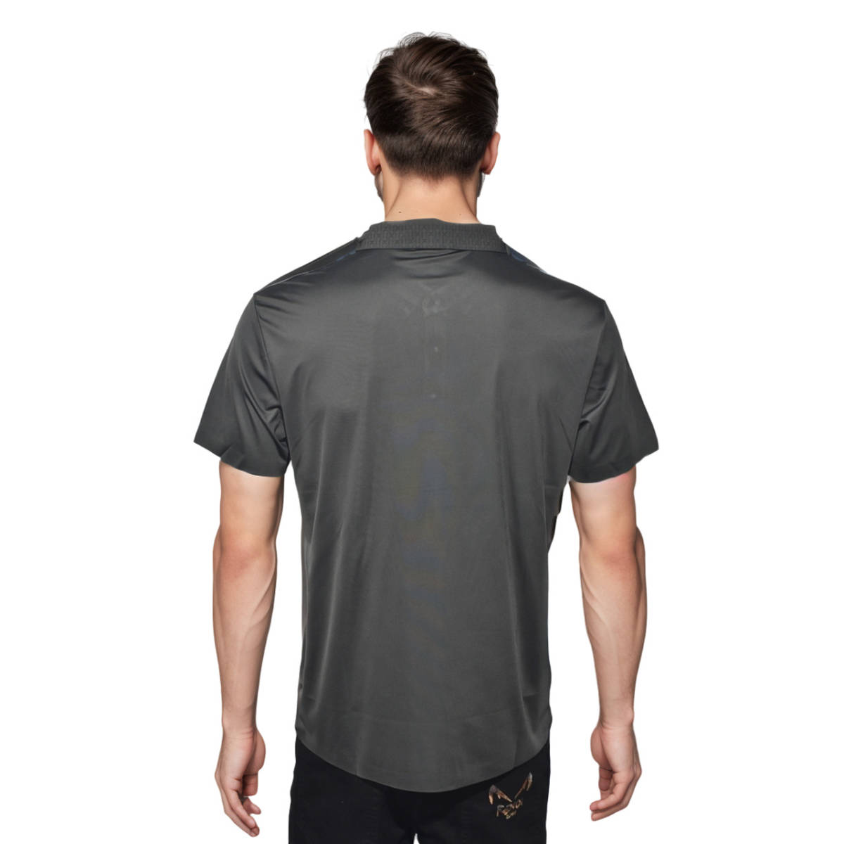 Ferragamo Grey Embossed Logo Premium Polo T-shirt-1