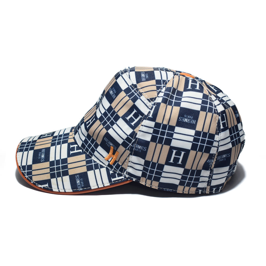 Hermes Blue & White Checks Premium Cap-2