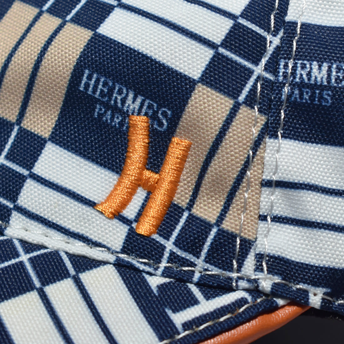 Hermes Blue & White Checks Premium Cap-3