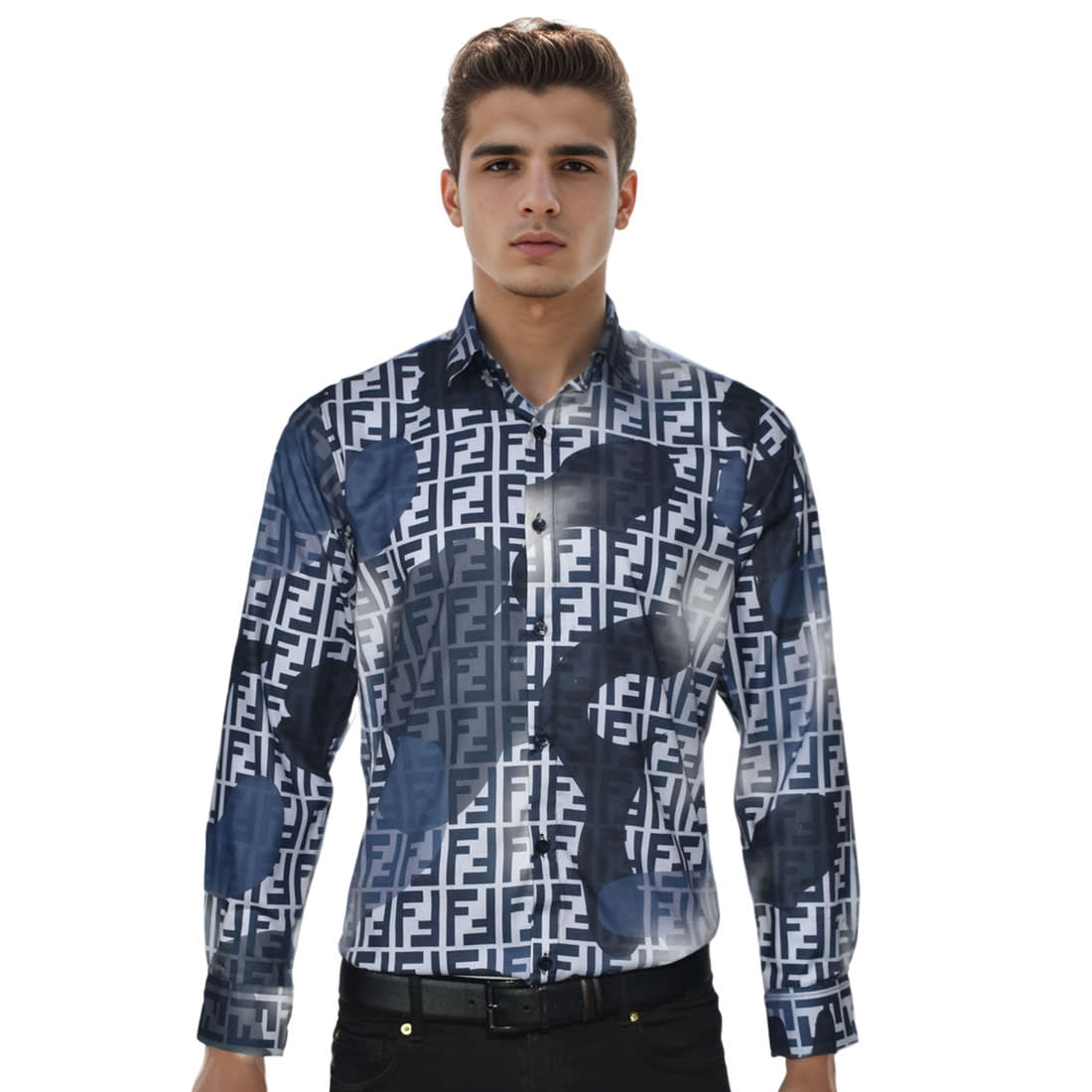 Fendi Blue Premium Quality Shirt-0