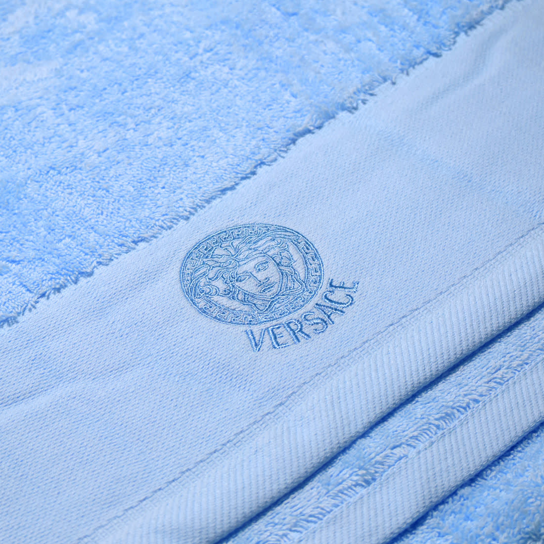 Versace Embroidered logo Blue Premium Towel - Set of 3-1