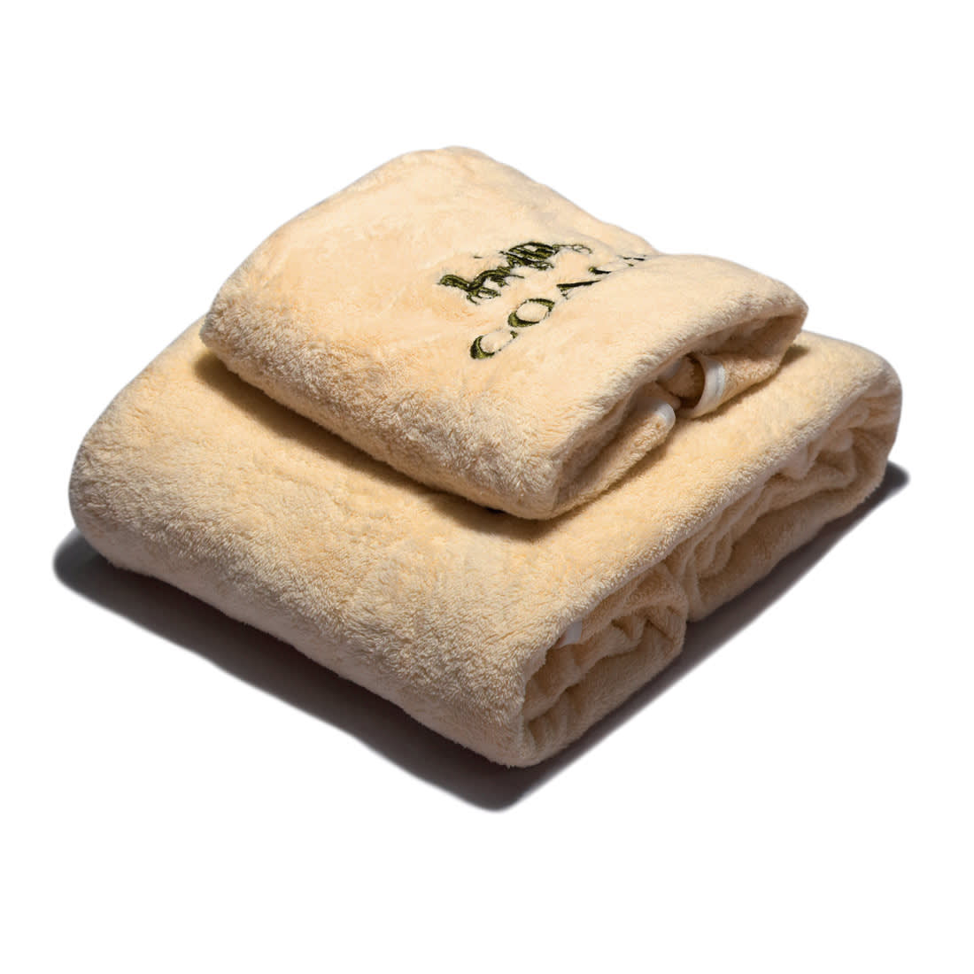 Coach Embroidered Logo Light Brown Premium Towel - Set of 2-0