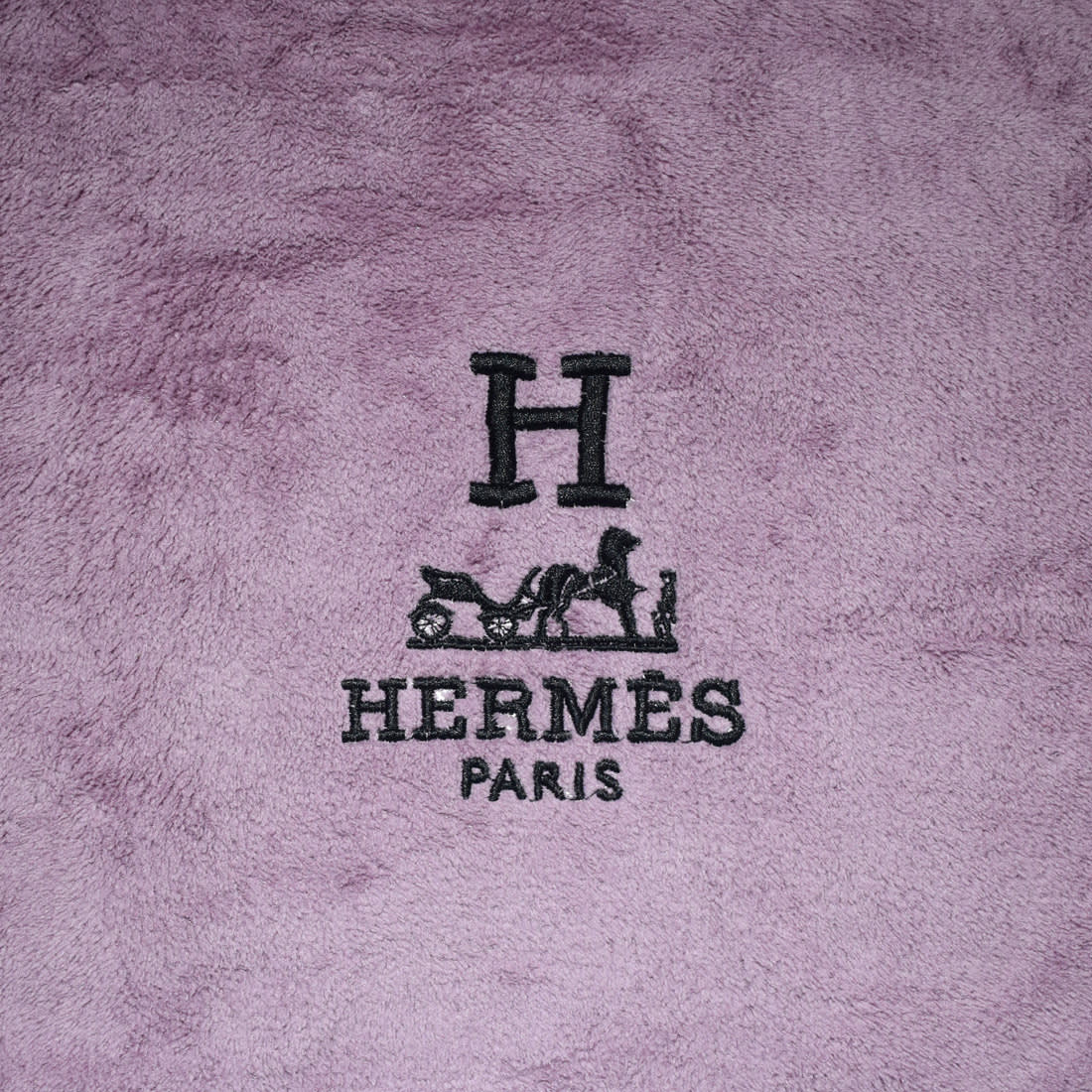 Hermes Paris Embroidery Logo Purple Towels - Set of 2-1