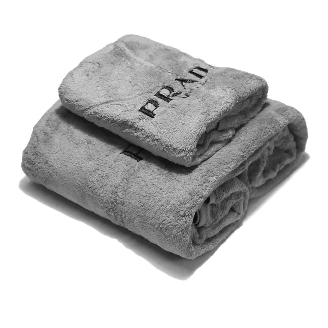 Prada Embroinded Grey Premium Quality Towel - Set of 2-0