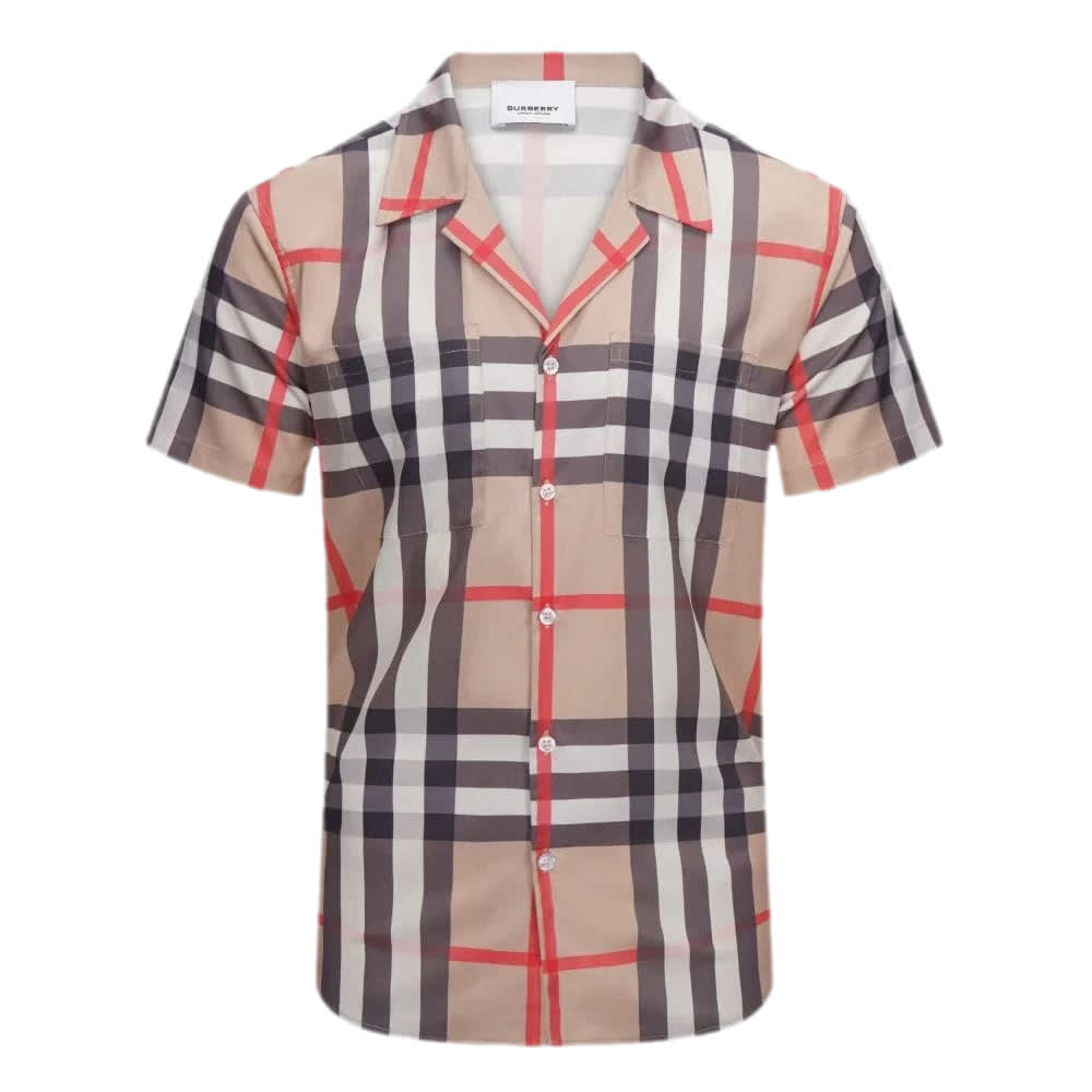 Burberry Check Light Brown Print Premium Shirt & Shorts Combo-0