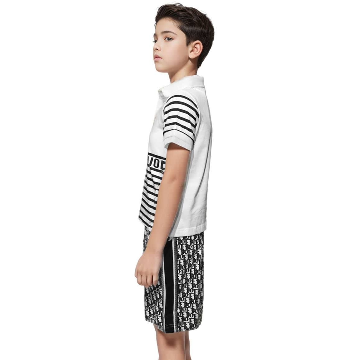 Dior logo Print White Premium Kids Co-ord Set-2