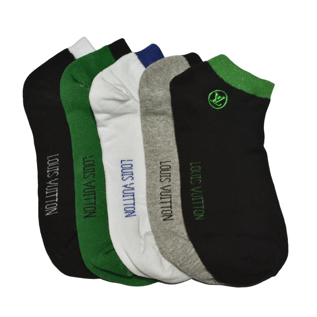 Louis Vuitton Premium Luxury Low Ankle Socks - Pack of 5-0