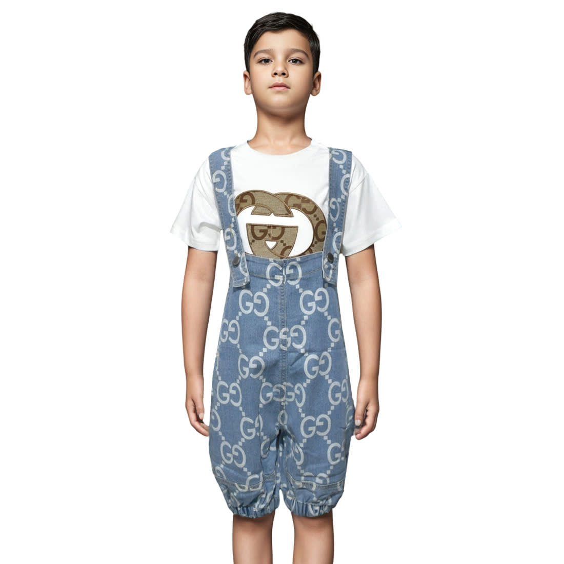 Gucci Printed White & Blue Premium Kids Co-ord Set-0