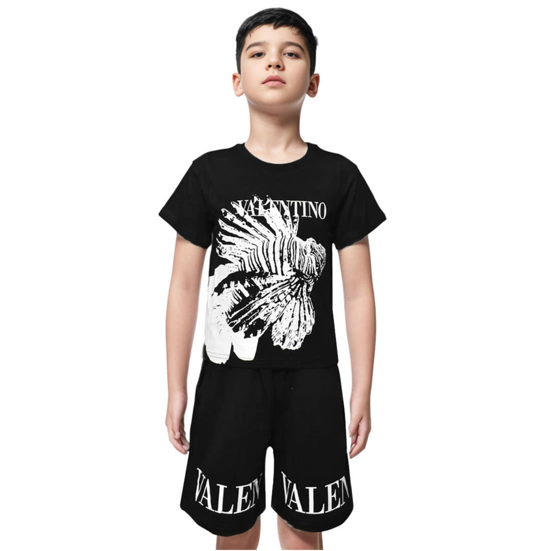 Valentino Scorpion Fish Print Black Kids Co-ord Set-0