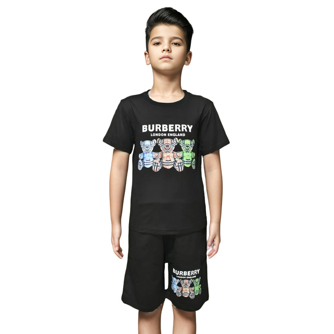 Burberry Black Teddy-bear Print Premium Kids Co-ord Set-0