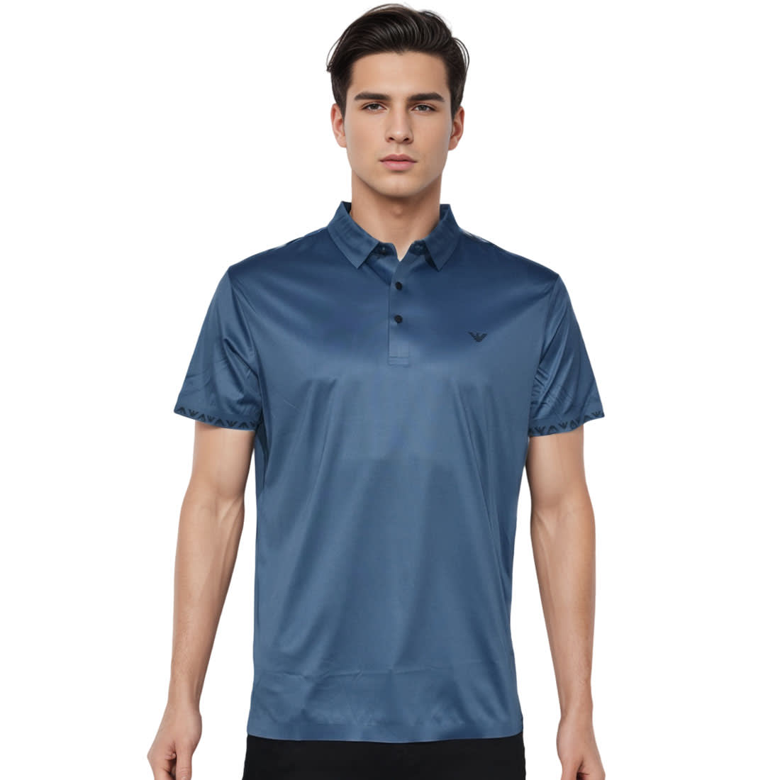 Giorgio Armani Embroidered Blue Premium T-shirt-0