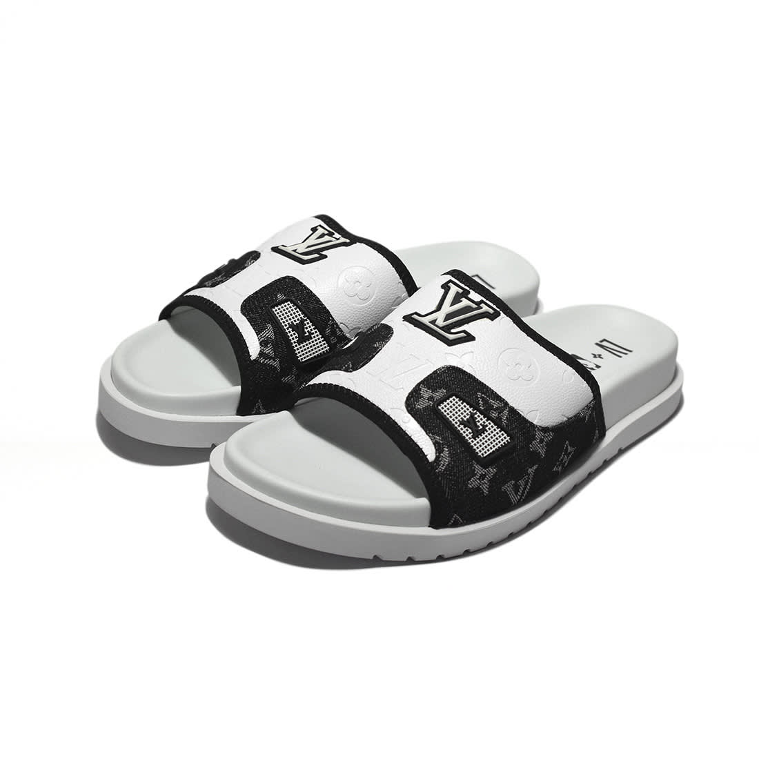 Louis Vuitton White & Black Premium Quality Men's Flip-flops-0